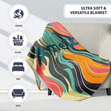 Abstract Wavy Lines Soft Pastel Flow Seamless Pattern Name Cute  Personalised Custom Name Super Soft Fleece Blanket Bed Sofa Throw