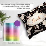 Custom Name Bull Terrier Dogs Background Leaves Seamless Pattern Square Filled Cushion Throw Pillow Sofa Bed Home Decor Zip Washable UK Made