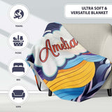 Abstract Layered Wave Lines Dynamic Motion Seamless Pattern Name  Personalised Custom Name Super Soft Fleece Blanket Bed Sofa Throw