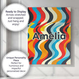 Personalised Name Abstract Curved Ribbon Custom  Unique Gift Idea Elegant Feature Canvas Wall Art Print Decor Picture Ready to Hang