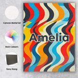 Personalised Name Abstract Curved Ribbon Custom  Unique Gift Idea Elegant Feature Canvas Wall Art Print Decor Picture Ready to Hang