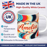 Personalized Custom Name Abstract Flowing Gradient Waves Modern Style Seamless Pattern Name 11oz Ceramic Coffee Tea Mug White Large Handle