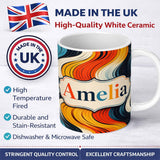 Personalized Custom Name Abstract Layered Wavy Lines Vibrant Seamless Pattern Name Cute 11oz Ceramic Coffee Tea Mug White Large Handle