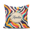 Custom Name Abstract Ribbon Waves Bold Colors Seamless Name Cute Square Filled Cushion Throw Pillow Sofa Bed Home Decor Zip Washable UK Made