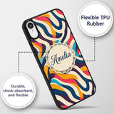 Abstract Flowing Ribbon Waves Bold Printed Design Custom Name Protective Phone Case Mobile Cover Durable Everyday Smartphone Shock Resistant