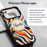 Abstract Flowing Ribbon Waves Bold Printed Design Custom Name Protective Phone Case Mobile Cover Durable Everyday Smartphone Shock Resistant