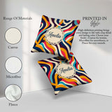 Custom Name Abstract Ribbon Waves Bold Colors Seamless Name Cute Square Filled Cushion Throw Pillow Sofa Bed Home Decor Zip Washable UK Made