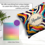 Custom Name Abstract Ribbon Waves Bold Colors Seamless Name Cute Square Filled Cushion Throw Pillow Sofa Bed Home Decor Zip Washable UK Made