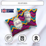 Custom Name Abstract Curved Ribbon Layers Bright Motion Seamless Square Filled Cushion Throw Pillow Sofa Bed Home Decor Zip Washable UK Made