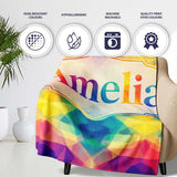 Abstract Kaleidoscope Prism Shapes Vibrant Symmetry Seamless  Personalised Custom Name Super Soft Fleece Blanket Bed Sofa Throw