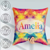 Custom Name Abstract Kaleidoscope Prism Shapes Symmetry Seamless Square Filled Cushion Throw Pillow Sofa Bed Home Decor Zip Washable UK Made