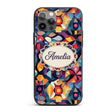 Abstract Cubist Mosaic Shapes Artistic Color Custom Name Protective Phone Case Mobile Cover Durable Everyday Smartphone Shock Resistant
