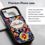 Abstract Cubist Mosaic Shapes Artistic Color Custom Name Protective Phone Case Mobile Cover Durable Everyday Smartphone Shock Resistant