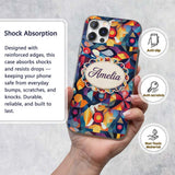 Abstract Cubist Mosaic Shapes Artistic Color Custom Name Protective Phone Case Mobile Cover Durable Everyday Smartphone Shock Resistant