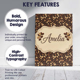 Personalised Name Coffee Beans Dark Brown Seamless Pattern Cute Custom  Statement Canvas Wall Art Print Decor Picture Ready to Hang