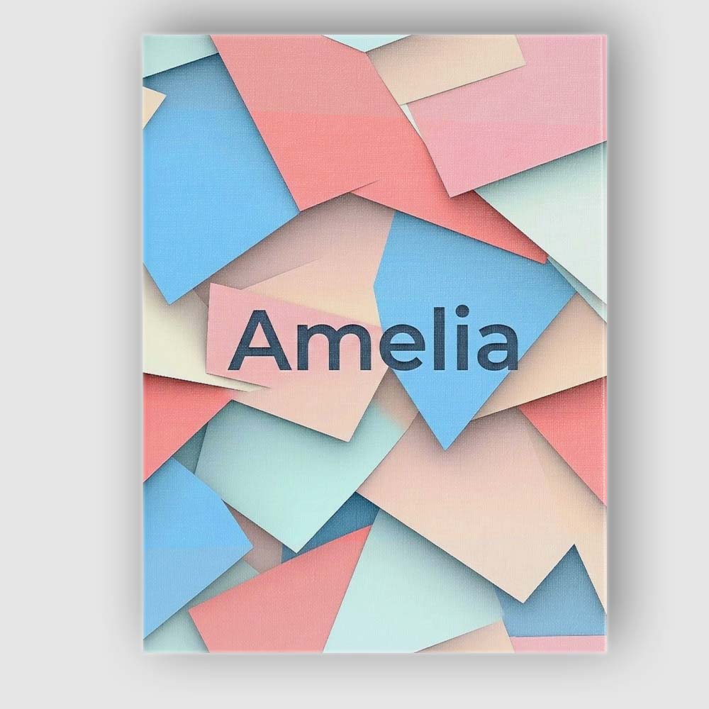 Personalised Name Abstract Pastel Paper Cut Custom  Bespoke Interior Contemporary Canvas Wall Art Print Decor Picture Ready to Hang