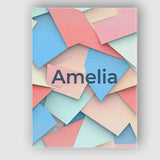 Personalised Name Abstract Pastel Paper Cut Custom  Bespoke Interior Contemporary Canvas Wall Art Print Decor Picture Ready to Hang