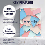 Personalised Name Abstract Pastel Paper Cut Custom  Bespoke Interior Contemporary Canvas Wall Art Print Decor Picture Ready to Hang