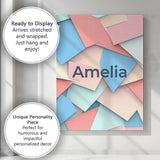 Personalised Name Abstract Pastel Paper Cut Custom  Bespoke Interior Contemporary Canvas Wall Art Print Decor Picture Ready to Hang