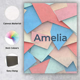 Personalised Name Abstract Pastel Paper Cut Custom  Bespoke Interior Contemporary Canvas Wall Art Print Decor Picture Ready to Hang
