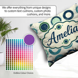 Custom Name Abstract Blue Green Circle Repeat Geometric Seamless Square Filled Cushion Throw Pillow Sofa Bed Home Decor Zip Washable UK Made
