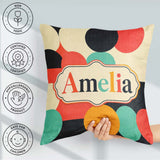 Custom Name Abstract Bold Color Circle Pop Art Geometric Shapes Square Filled Cushion Throw Pillow Sofa Bed Home Decor Zip Washable UK Made