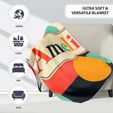 Abstract Bold Color Circle Pop Art Geometric Shapes Seamless  Personalised Custom Name Super Soft Fleece Blanket Bed Sofa Throw