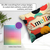 Custom Name Abstract Bold Color Circle Pop Art Geometric Shapes Square Filled Cushion Throw Pillow Sofa Bed Home Decor Zip Washable UK Made