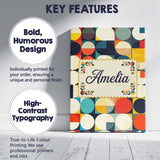 Personalised Name Abstract Oval Grid Color Custom  Unique Gift Idea Elegant Feature Canvas Wall Art Print Decor Picture Ready to Hang