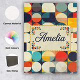 Personalised Name Abstract Oval Grid Color Custom  Unique Gift Idea Elegant Feature Canvas Wall Art Print Decor Picture Ready to Hang