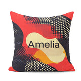 Custom Name Abstract Halftone Pop Art Bold Color Splash Seamless Square Filled Cushion Throw Pillow Sofa Bed Home Decor Zip Washable UK Made