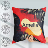 Custom Name Abstract Halftone Pop Art Bold Color Splash Seamless Square Filled Cushion Throw Pillow Sofa Bed Home Decor Zip Washable UK Made