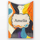 Abstract Organic Blob Shapes Dotted Texture Bold Colors Seamless  Personalised Custom Name Super Soft Fleece Blanket Bed Sofa Throw