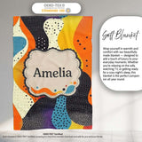 Abstract Organic Blob Shapes Dotted Texture Bold Colors Seamless  Personalised Custom Name Super Soft Fleece Blanket Bed Sofa Throw
