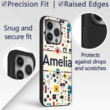 Abstract Bauhaus Geometric Shapes Primary Colors Custom Name Protective Phone Case Mobile Cover Durable Everyday Smartphone Shock Resistant