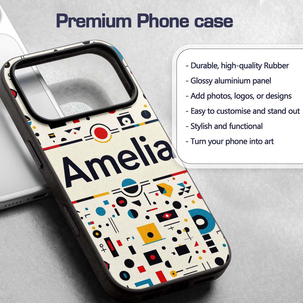 Abstract Bauhaus Geometric Shapes Primary Colors Custom Name Protective Phone Case Mobile Cover Durable Everyday Smartphone Shock Resistant