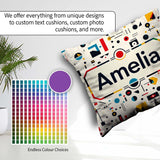 Custom Name Abstract Bauhaus Geometric Primary Minimal Pattern Square Filled Cushion Throw Pillow Sofa Bed Home Decor Zip Washable UK Made