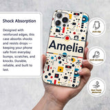 Abstract Bauhaus Geometric Shapes Primary Colors Custom Name Protective Phone Case Mobile Cover Durable Everyday Smartphone Shock Resistant