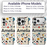 Abstract Bauhaus Geometric Shapes Primary Colors Custom Name Protective Phone Case Mobile Cover Durable Everyday Smartphone Shock Resistant