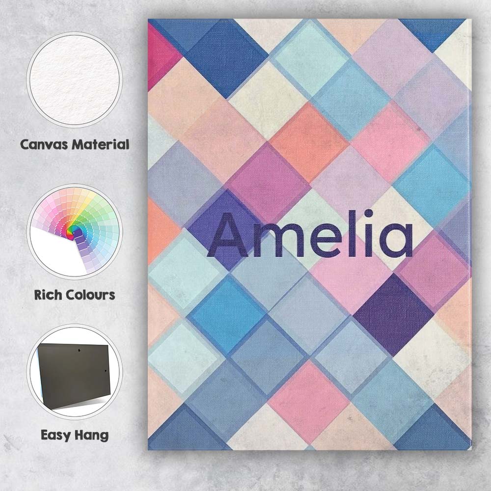 Personalised Name Abstract Modern Pastel Custom  Unique Gift Idea Elegant Feature Canvas Wall Art Print Decor Picture Ready to Hang