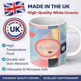 Personalized Custom Name Abstract Soft Halftone Gradient Shapes Modern Pastel Seamless 11oz Ceramic Coffee Tea Mug White Large Handle