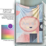 Abstract Soft Halftone Gradient Shapes Modern Pastel Seamless  Personalised Custom Name Super Soft Fleece Blanket Bed Sofa Throw