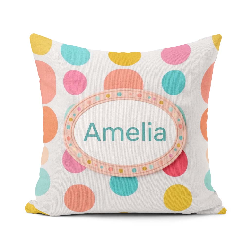 Custom Name Abstract Colorful Dot Minimal Pastel Shapes Seamless Square Filled Cushion Throw Pillow Sofa Bed Home Decor Zip Washable UK Made