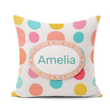 Custom Name Abstract Colorful Dot Minimal Pastel Shapes Seamless Square Filled Cushion Throw Pillow Sofa Bed Home Decor Zip Washable UK Made