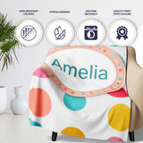 Abstract Colorful Polka Dot Minimal Pastel Shapes Seamless Pattern  Personalised Custom Name Super Soft Fleece Blanket Bed Sofa Throw
