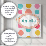 Personalised Name Abstract Colorful Polka Custom  Unique Gift Idea Elegant Feature Canvas Wall Art Print Decor Picture Ready to Hang