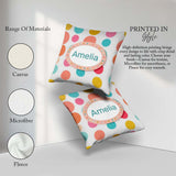 Custom Name Abstract Colorful Dot Minimal Pastel Shapes Seamless Square Filled Cushion Throw Pillow Sofa Bed Home Decor Zip Washable UK Made
