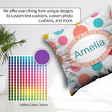 Custom Name Abstract Colorful Dot Minimal Pastel Shapes Seamless Square Filled Cushion Throw Pillow Sofa Bed Home Decor Zip Washable UK Made
