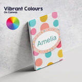 Personalised Name Abstract Colorful Polka Custom  Unique Gift Idea Elegant Feature Canvas Wall Art Print Decor Picture Ready to Hang