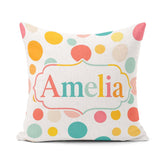 Custom Name Abstract Pastel Polka Soft Colorful Minimal Seamless Square Filled Cushion Throw Pillow Sofa Bed Home Decor Zip Washable UK Made